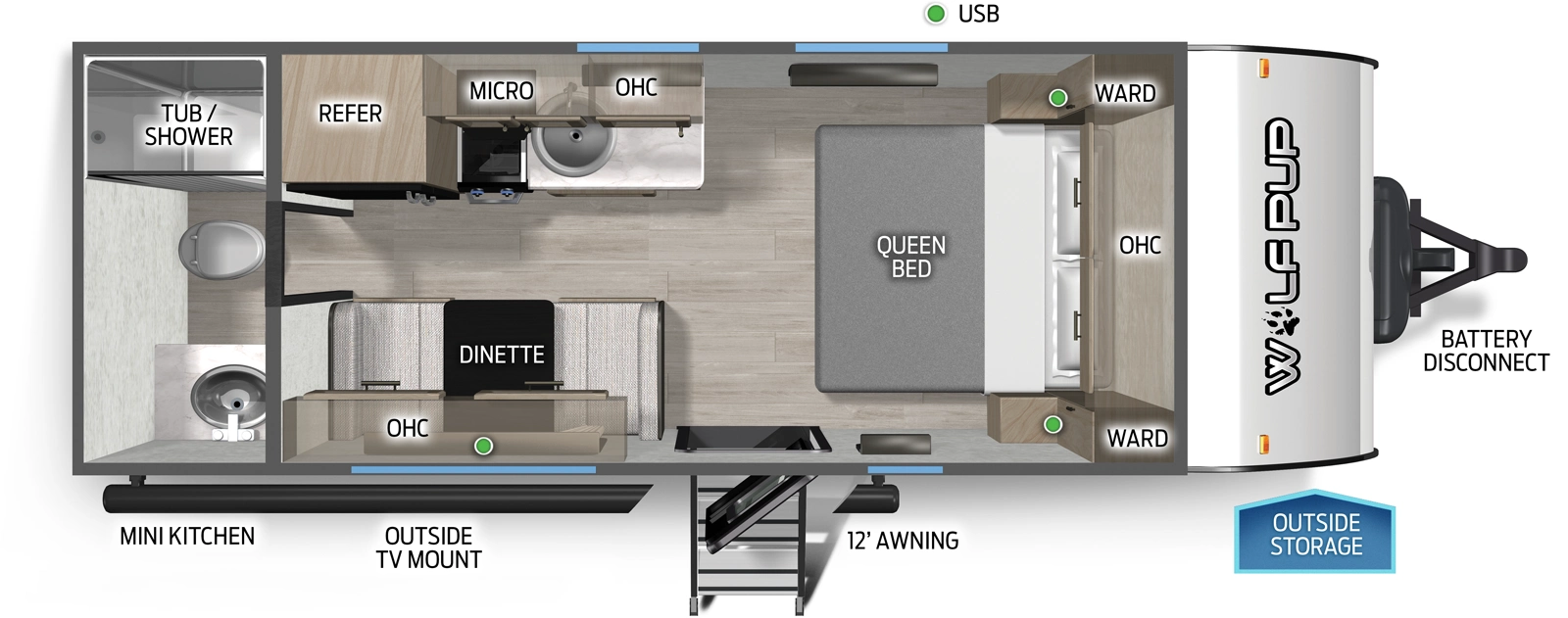 Cherokee 16FQBL Floorplan